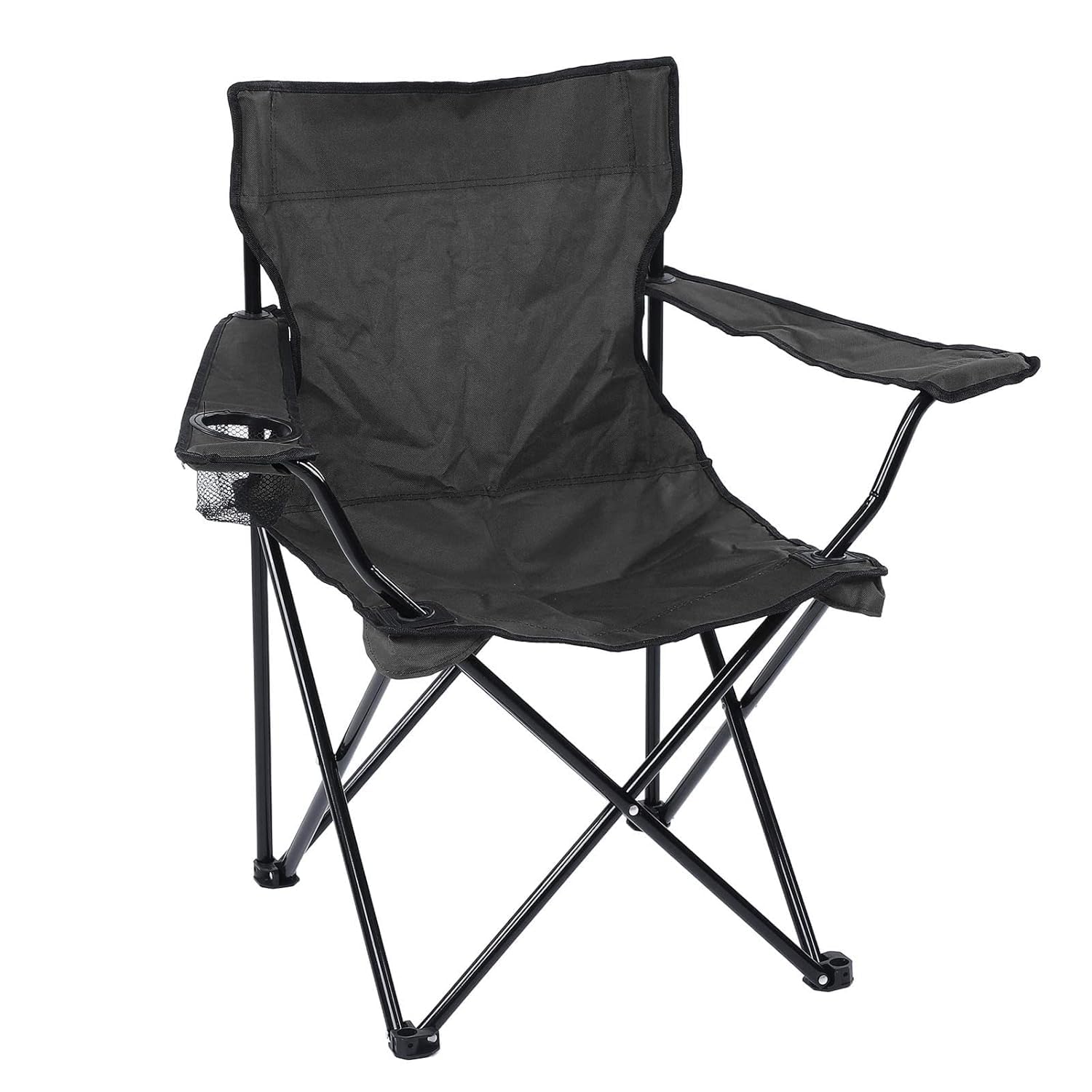 Foldable Chair with Armrest — Black